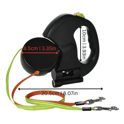 Dual Dog Leash with LED Light and 360° Tangle-Free Design