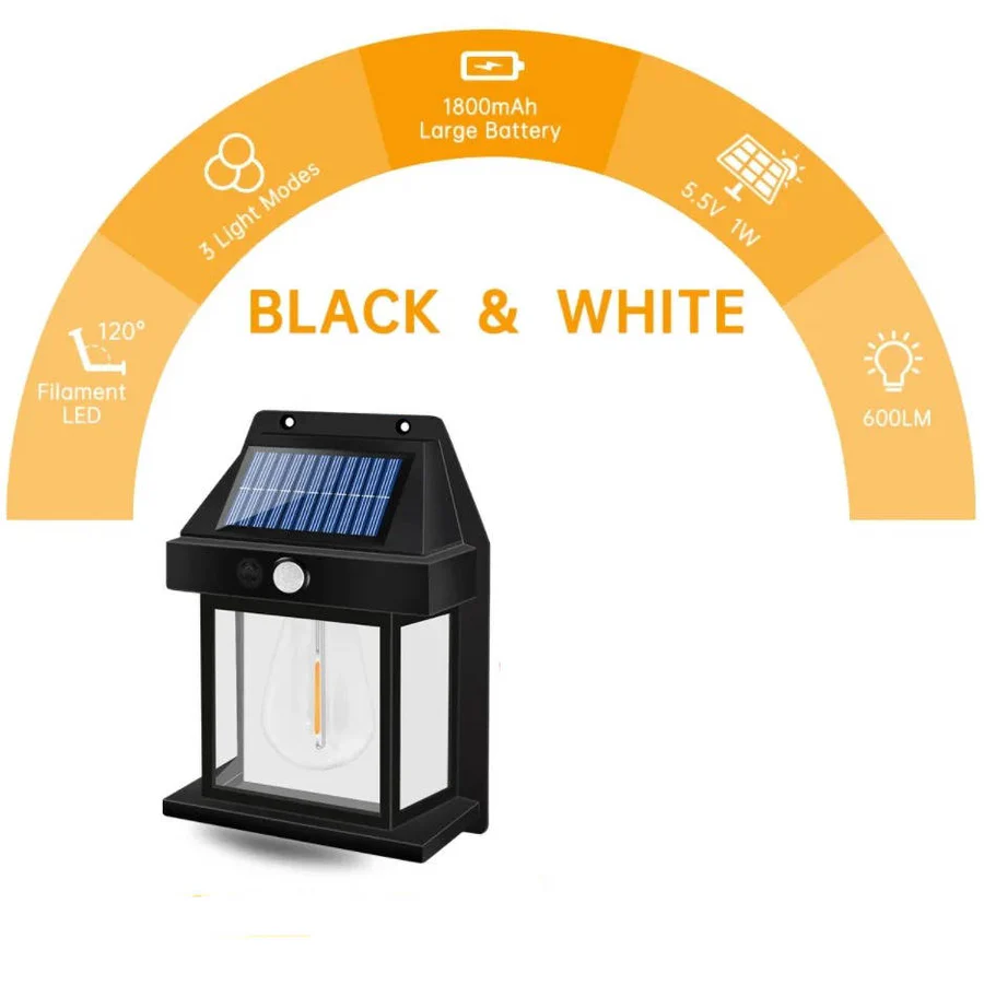 Set of 2 Solar-Powered Wall Lights for Outdoors