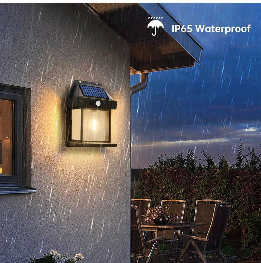 Set of 2 Solar-Powered Wall Lights for Outdoors
