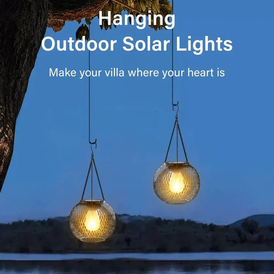 Solar-Powered Hanging Lantern for Outdoor Use