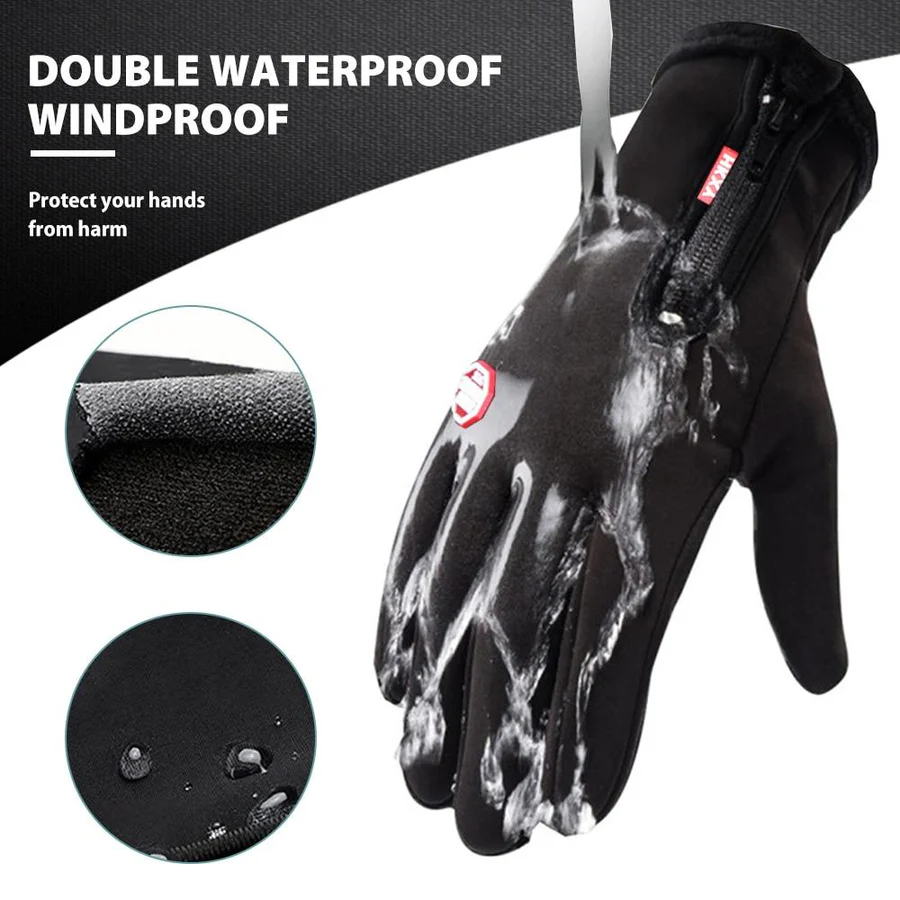Thermal Touch Gloves with Zippered Cuffs and Enhanced Grip