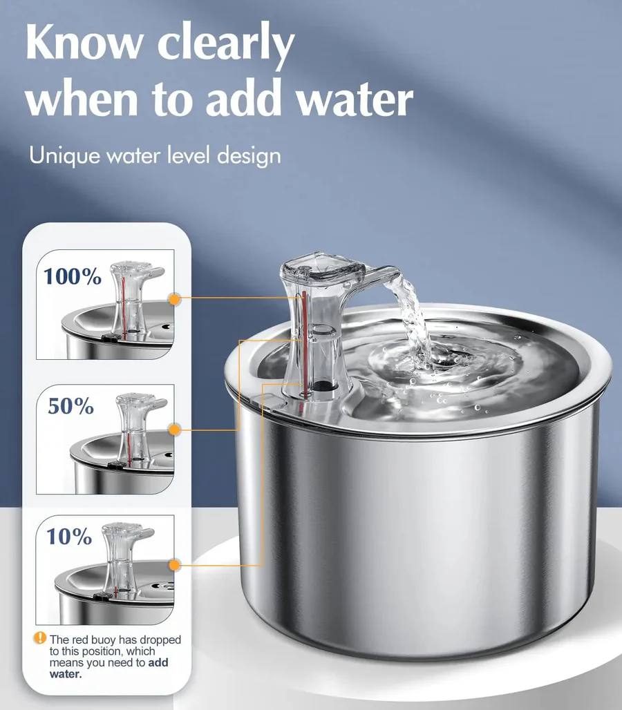 Premium Pet Water Fountain with Stainless Steel Design and Smart Motion Sensor