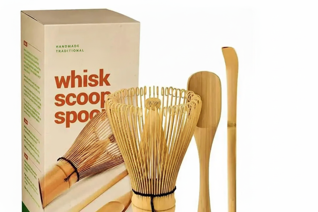 Ceramic Matcha Brewing Set with Bamboo Whisk & Spoon