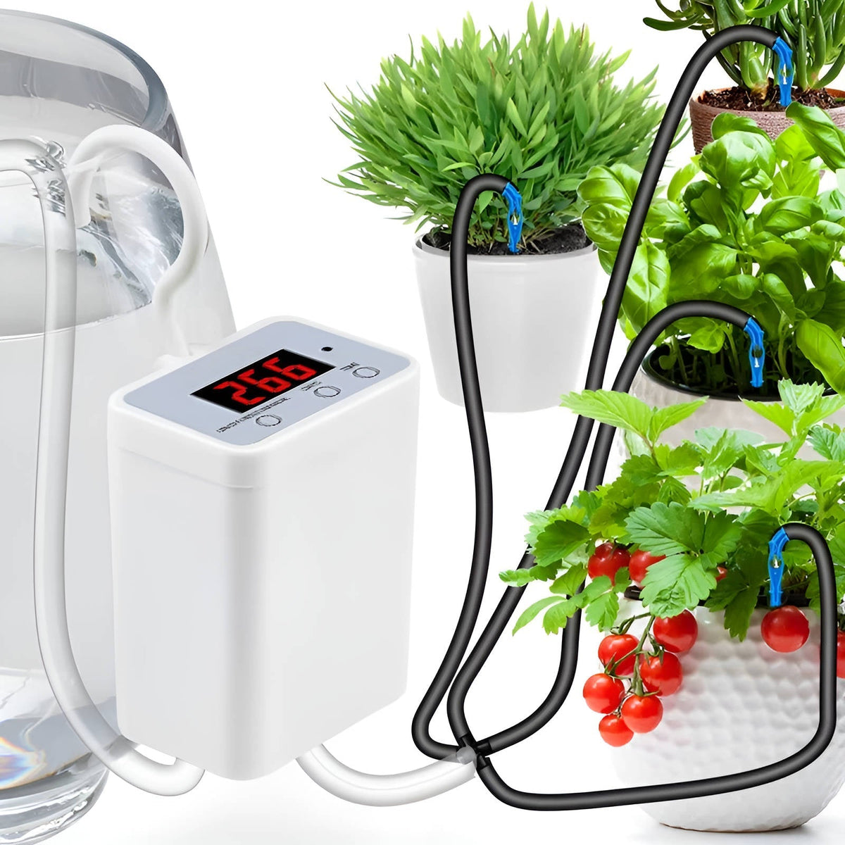 LCD Display Rechargeable Watering System for 8 Pots – 120-Day Battery