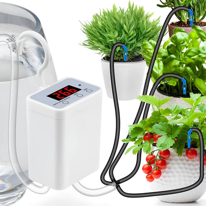 LCD Display Rechargeable Watering System for 8 Pots – 120-Day Battery