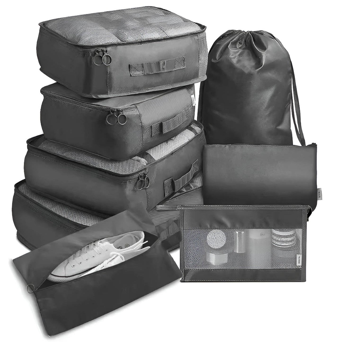 Travel Organizer Cubes with Mesh Panels – 7-Piece Set