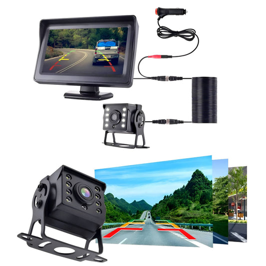 4.3 Inch Backup Monitor with Wireless Reverse Camera for Vehicles, 170° Lens, IP68