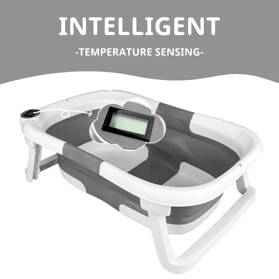 Portable Baby Bath Tub with Temperature Indicator & Soft Liner
