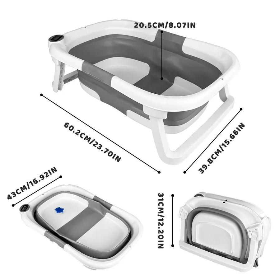 Portable Baby Bath Tub with Temperature Indicator & Soft Liner