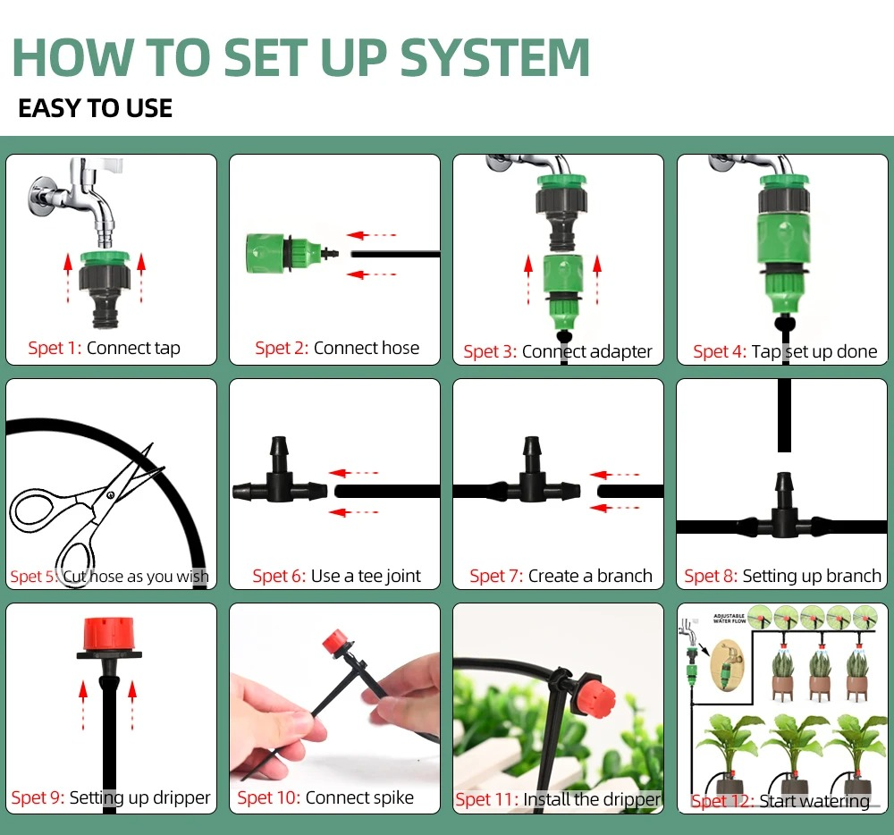 Smart Garden Irrigation Kit with Programmable Timer and Customizable Drip Heads