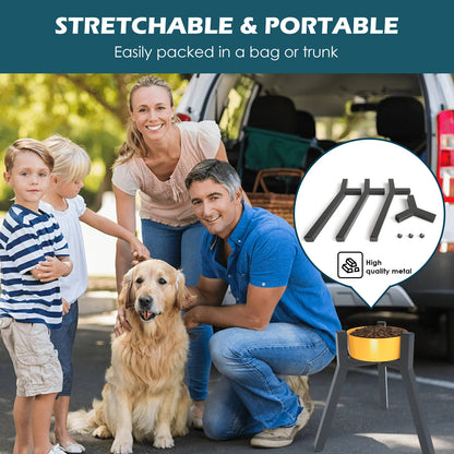 Adjustable Elevated Pet Feeding Stand with Foldable Frame