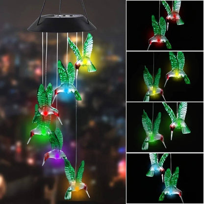 Solar-Powered LED Wind Chimes with Six Color Rotations and Dusk Sensor