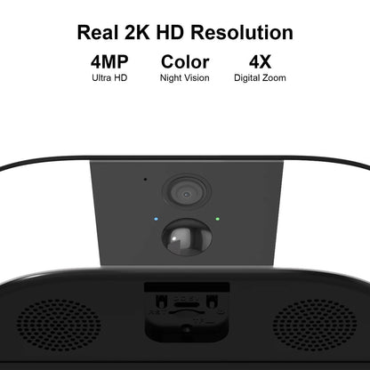 2K Resolution Floodlight Camera with Dual Band Wifi and Human Detection, Solar Rechargeable