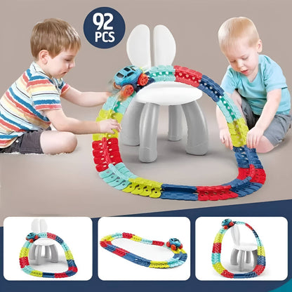 Illuminated Race Track Set for Kids with Flexible Design & Stable Car
