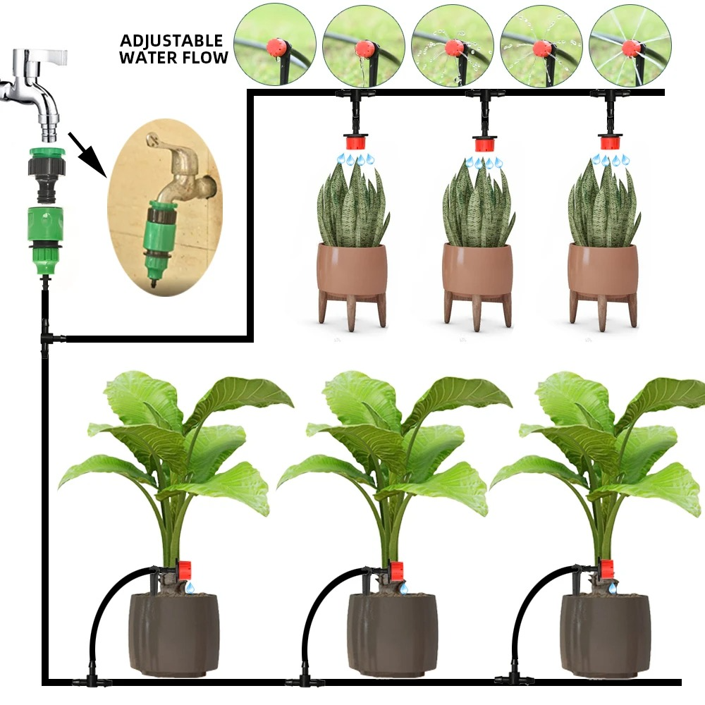 Smart Garden Irrigation Kit with Programmable Timer and Customizable Drip Heads