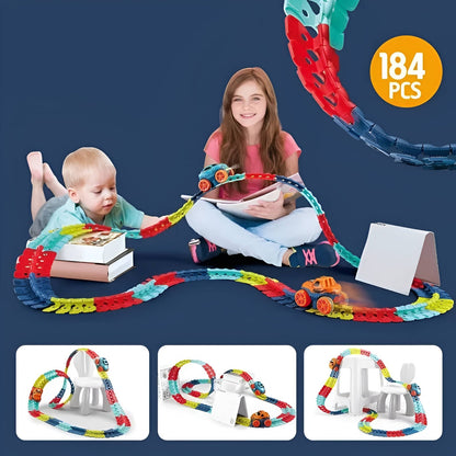 Illuminated Race Track Set for Kids with Flexible Design & Stable Car