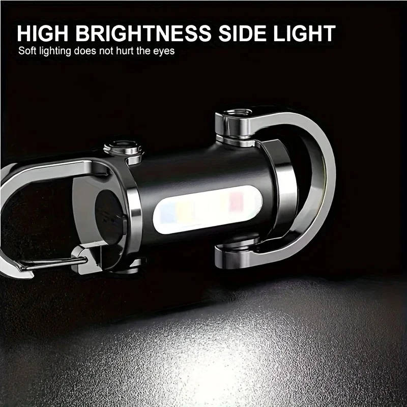 Keychain Flashlight with COB Floodlight and LED – 6 Brightness Settings