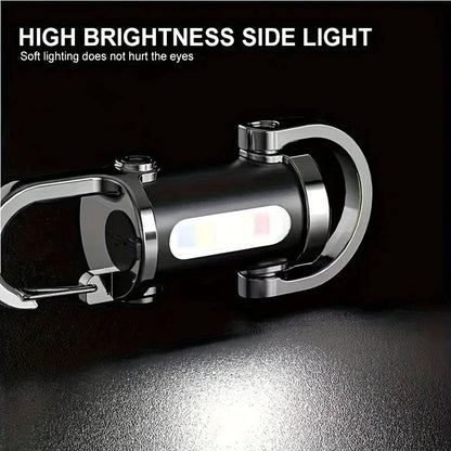 Keychain Flashlight with COB Floodlight and LED – 6 Brightness Settings