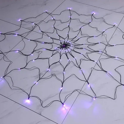 Enchanting Purple Halloween Web Lights for Outdoor Fun