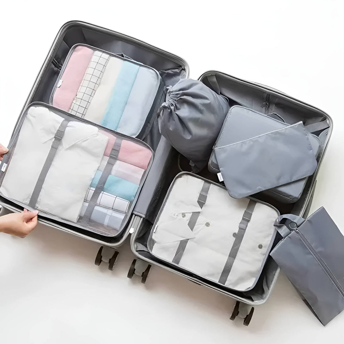 Travel Organizer Cubes with Mesh Panels – 7-Piece Set