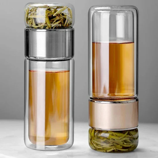 Premium Double-Wall Tea Infuser Bottle with Strainer