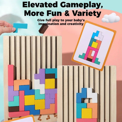 Creative Color Block Puzzle Set with Stand and 42 Pieces