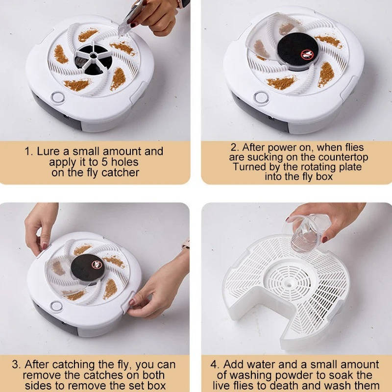 Automatic Insect Catcher with Rotating Mechanism and USB Recharge