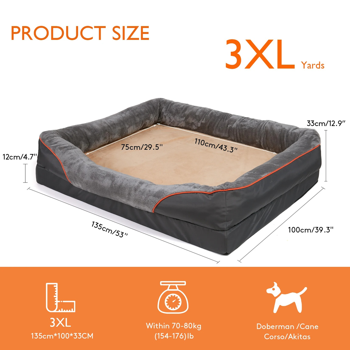 Comfort Haven Orthopedic Dog Bed with Washable Cover