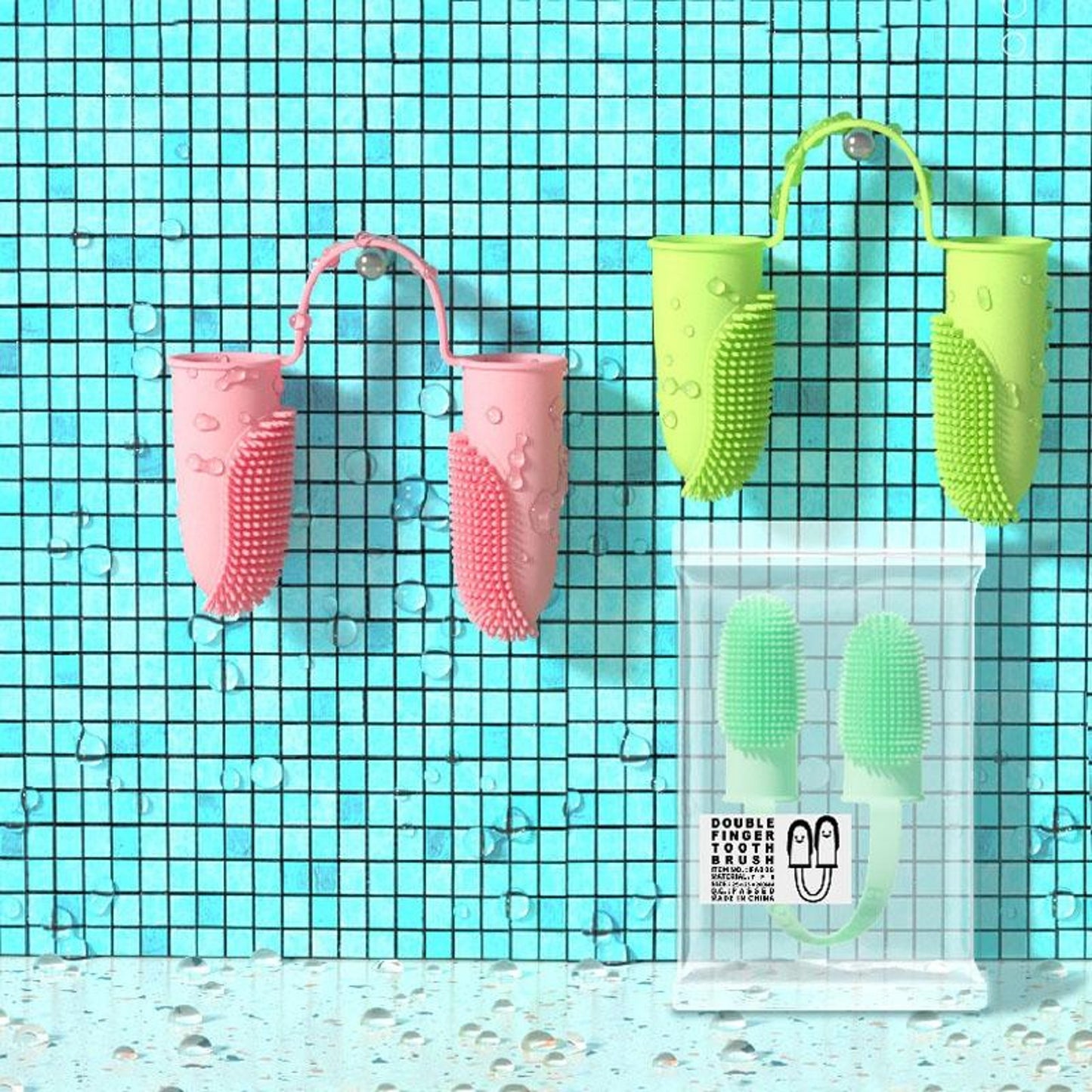 Dual-Finger Pet Toothbrush with 800 Soft Bristles