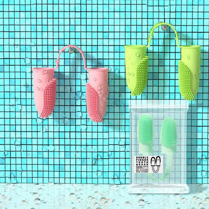 Dual-Finger Pet Toothbrush with 800 Soft Bristles
