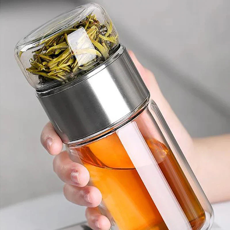 Premium Double-Wall Tea Infuser Bottle with Strainer