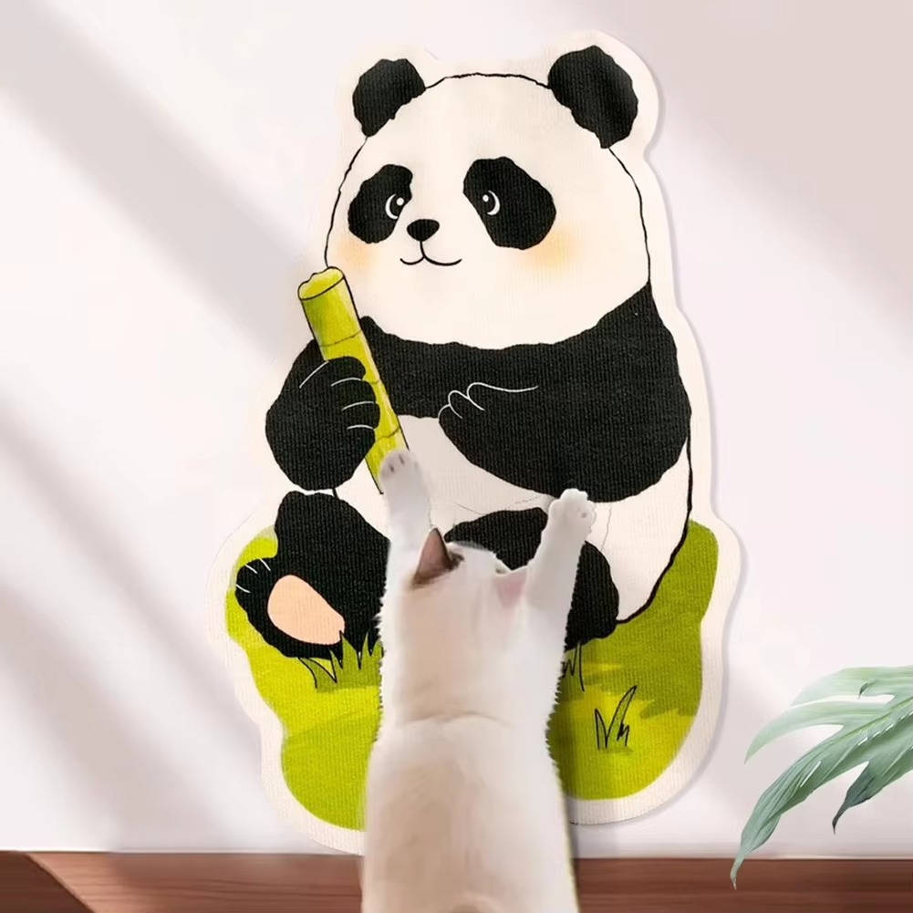 Vertical Felt Cat Scratching Post with Adhesive, Toys and Bells for Indoor Use
