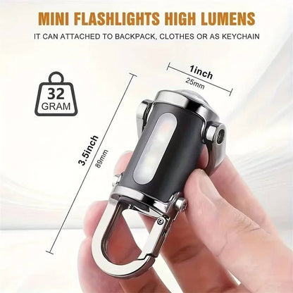 Keychain Flashlight with COB Floodlight and LED – 6 Brightness Settings