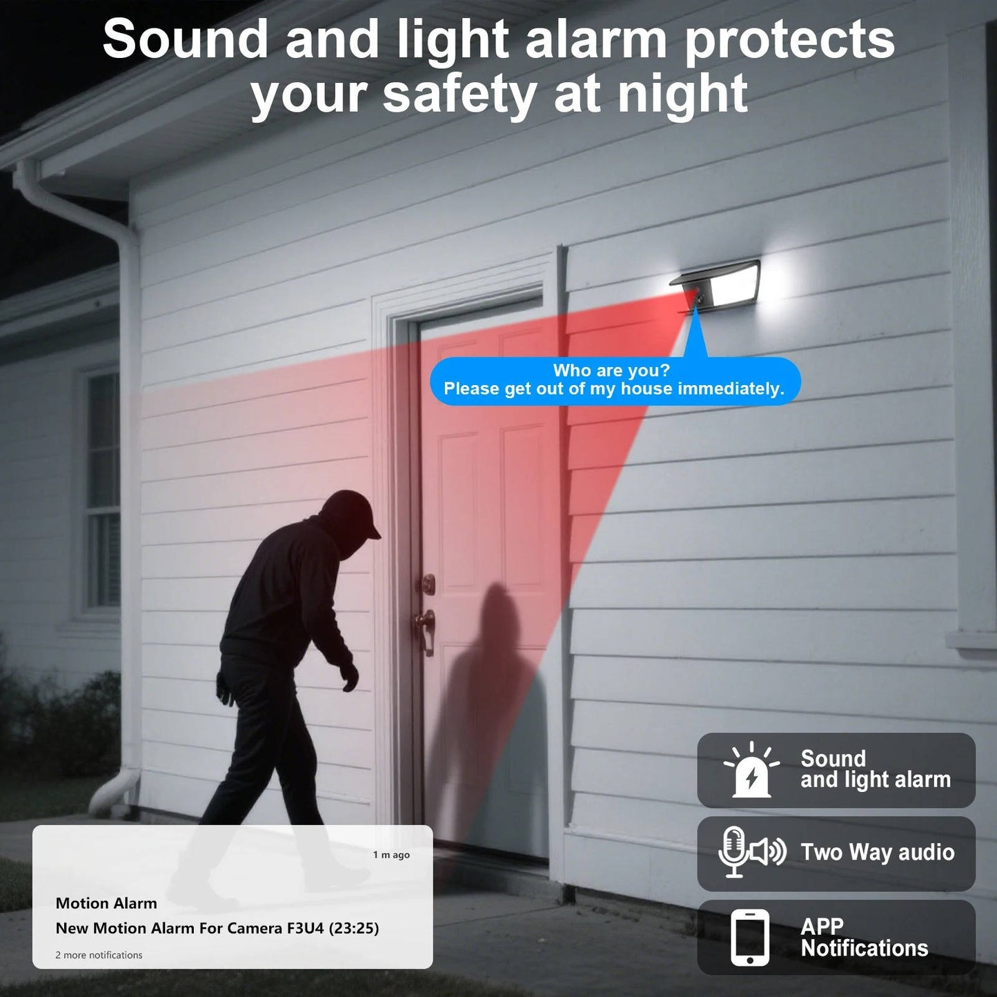 2K Resolution Floodlight Camera with Dual Band Wifi and Human Detection, Solar Rechargeable