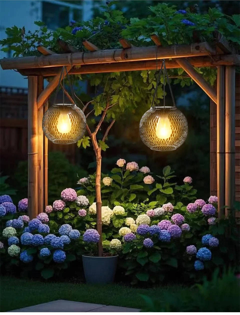 Eco-Friendly Hanging Lantern with Auto Light Sensor & 14-Hour Glow