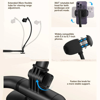 Ergonomic Phone Stand with Aluminum Frame and 360-Degree Flexibility