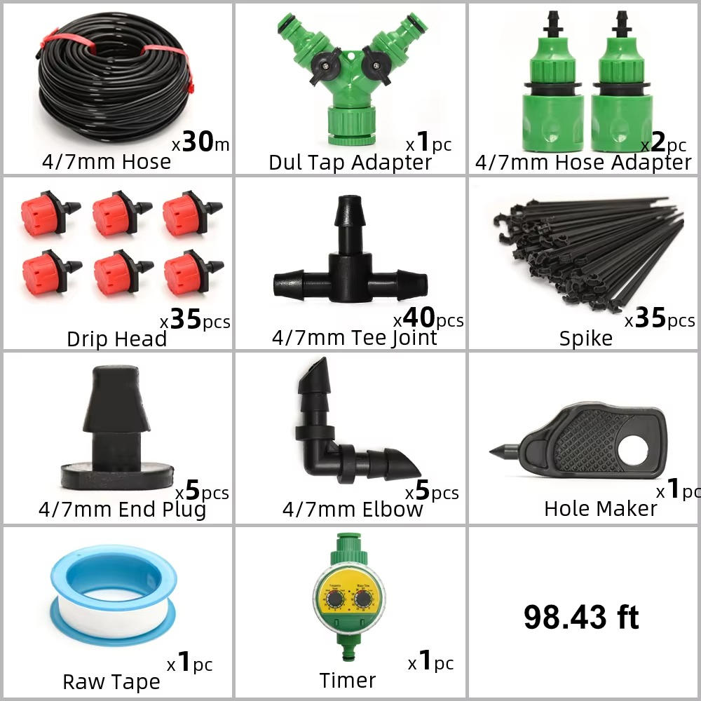 Smart Garden Irrigation Kit with Programmable Timer and Customizable Drip Heads