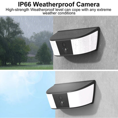 2K Resolution Floodlight Camera with Dual Band Wifi and Human Detection, Solar Rechargeable