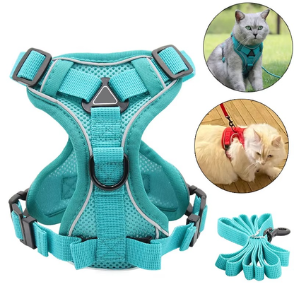 Adjustable Safety Harness and Leash for Cats with Reflective Safety Features