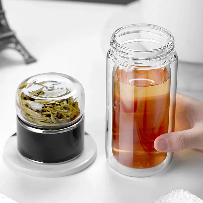 Premium Double-Wall Tea Infuser Bottle with Strainer