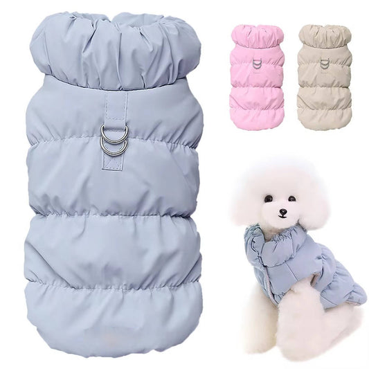 Windproof Cotton Dog Coat for Small to Medium Breeds with Fleece Lining