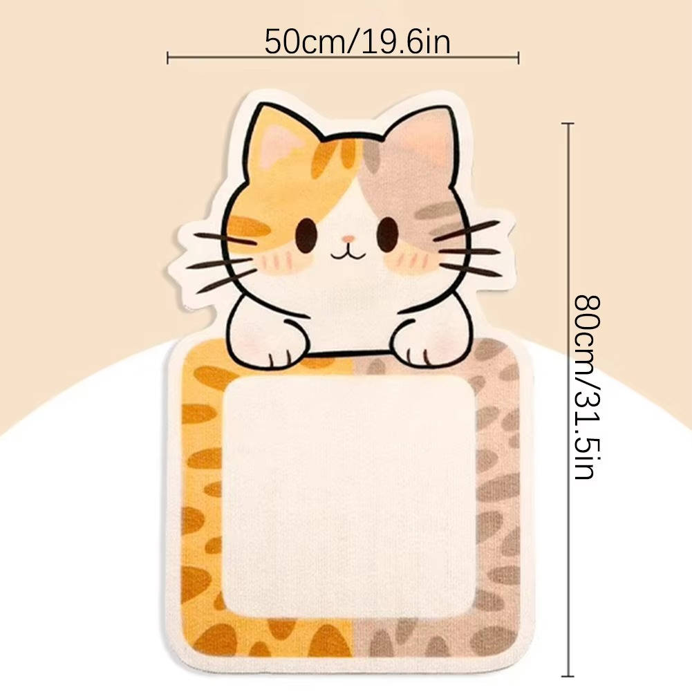 Vertical Felt Cat Scratching Post with Adhesive, Toys and Bells for Indoor Use