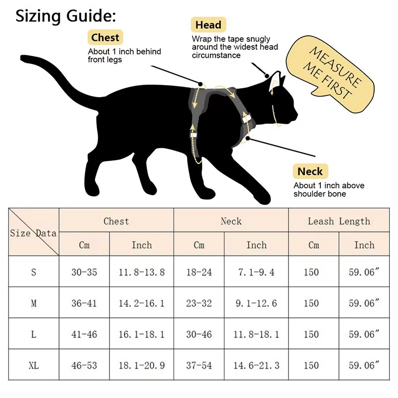 Adjustable Safety Harness and Leash for Cats with Reflective Safety Features