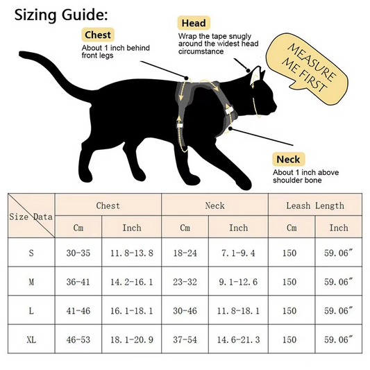 Adjustable Safety Harness and Leash for Cats with Reflective Safety Features