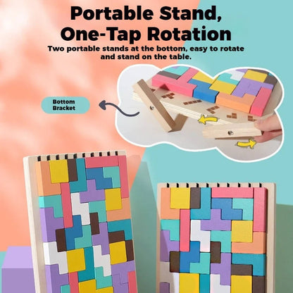 Creative Color Block Puzzle Set with Stand and 42 Pieces