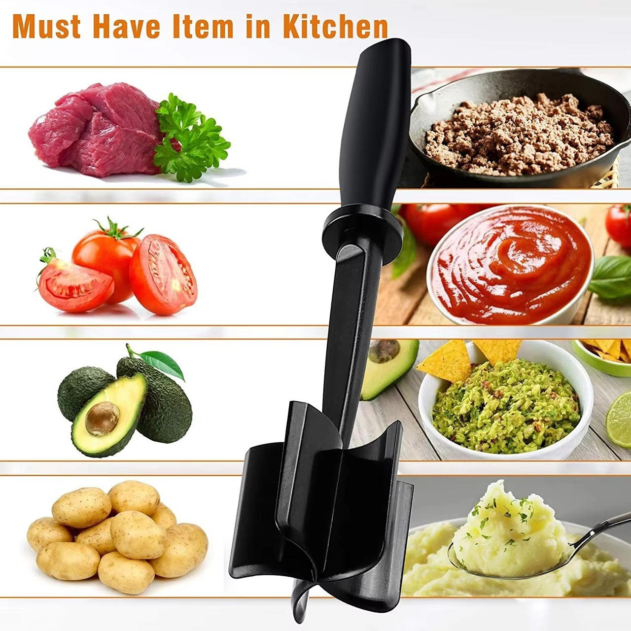 Ultimate Meat Smasher with Five Sharp Blades and Comfort Grip