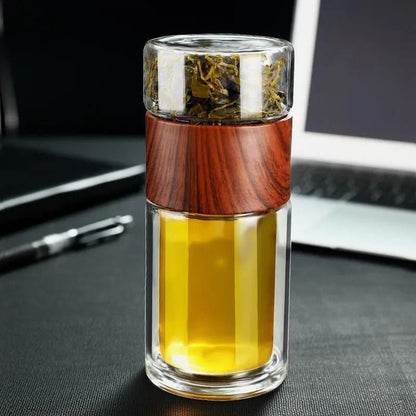 Insulated Glass Tea Infuser Bottle with Stainless Steel Filter, 200-300ml