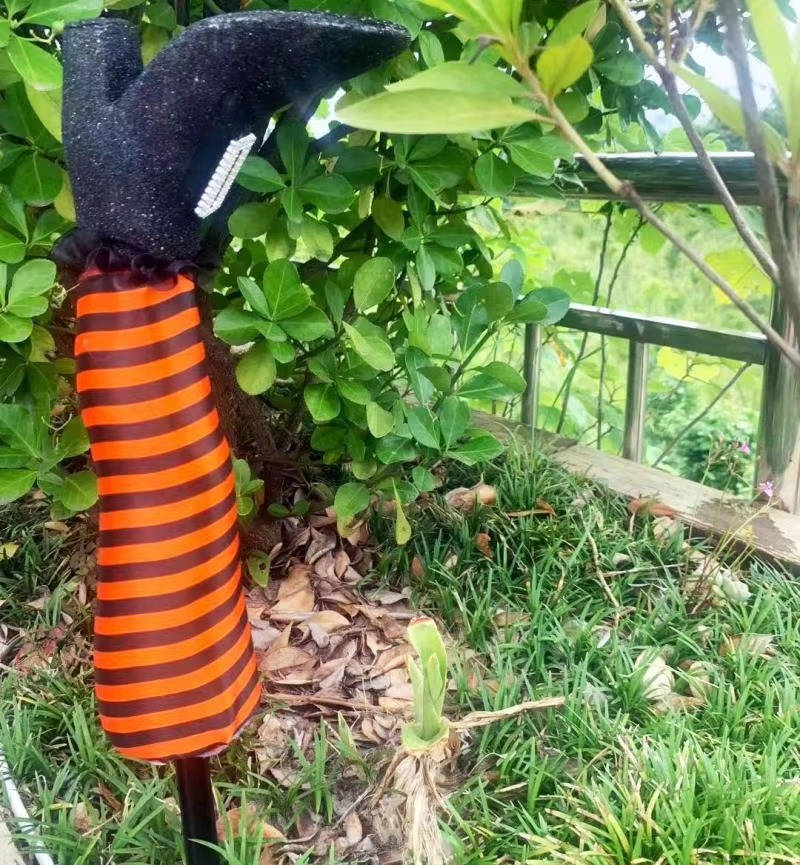 Crashed Witch Yard Stake with Striped Stockings for Halloween Decor