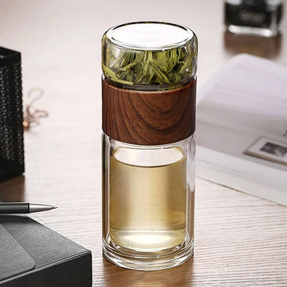 Insulated Glass Tea Infuser Bottle with Stainless Steel Filter, 200-300ml