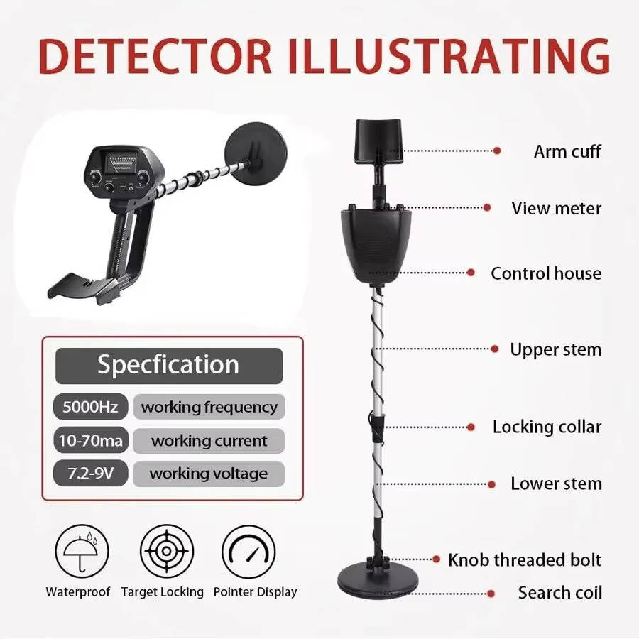 Treasure Hunter Pro: Waterproof Metal Detector with Two Modes